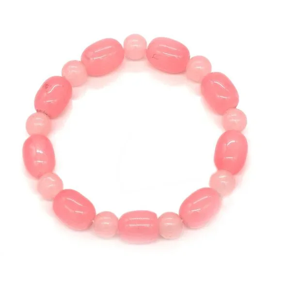 Bracelet with Pink glass beads. OS. - Picture 2 of 2